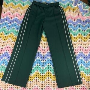 Mens Abercrombie & Fitch Forest Green Track Pants striped wide leg Small S